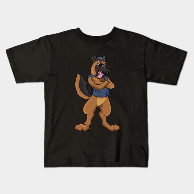 Funny police dog Kids T-Shirt by Markus Schnabel